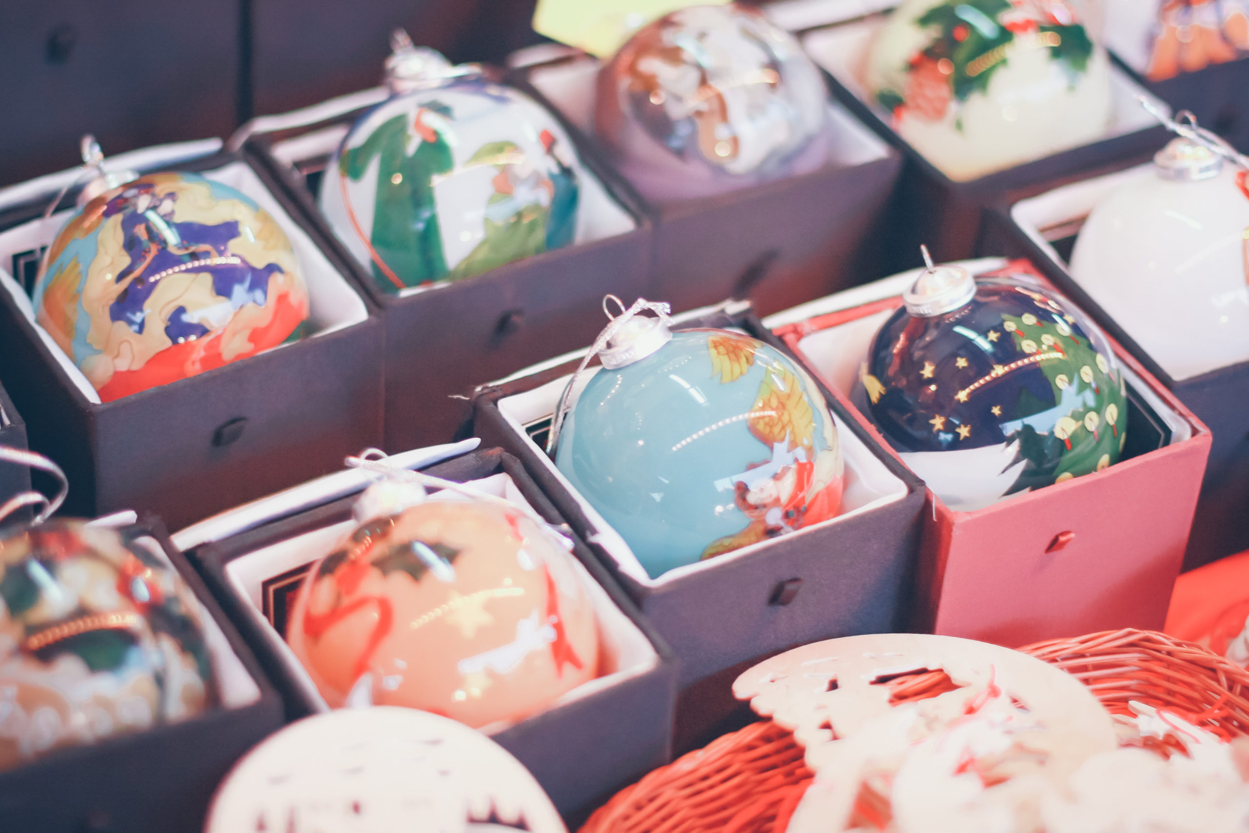 Christmas ornaments on sale at Christmas market in Berlin