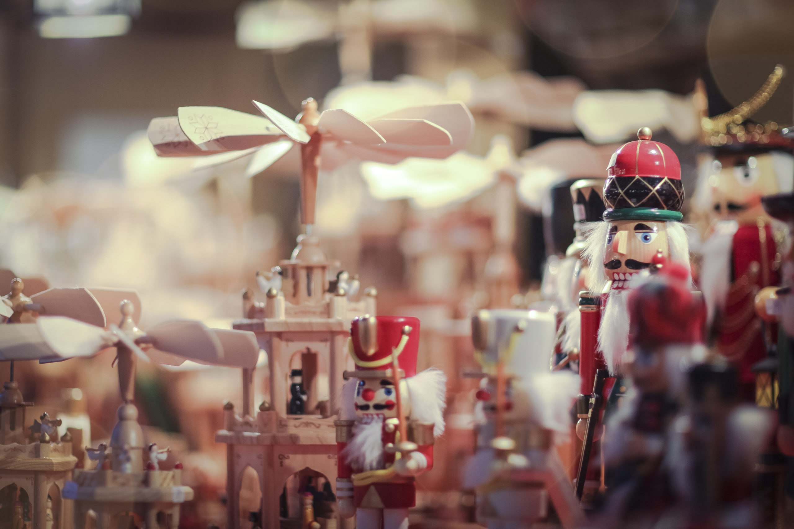 Close up photo of a Nutcracker at christmas market