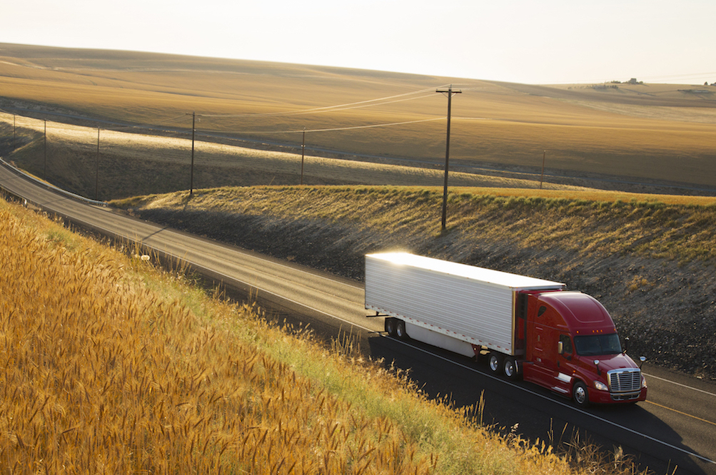 Truck driving on remote road