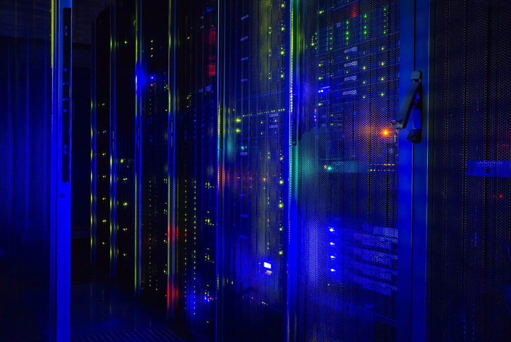 fantastic view of the mainframe in the data center rows