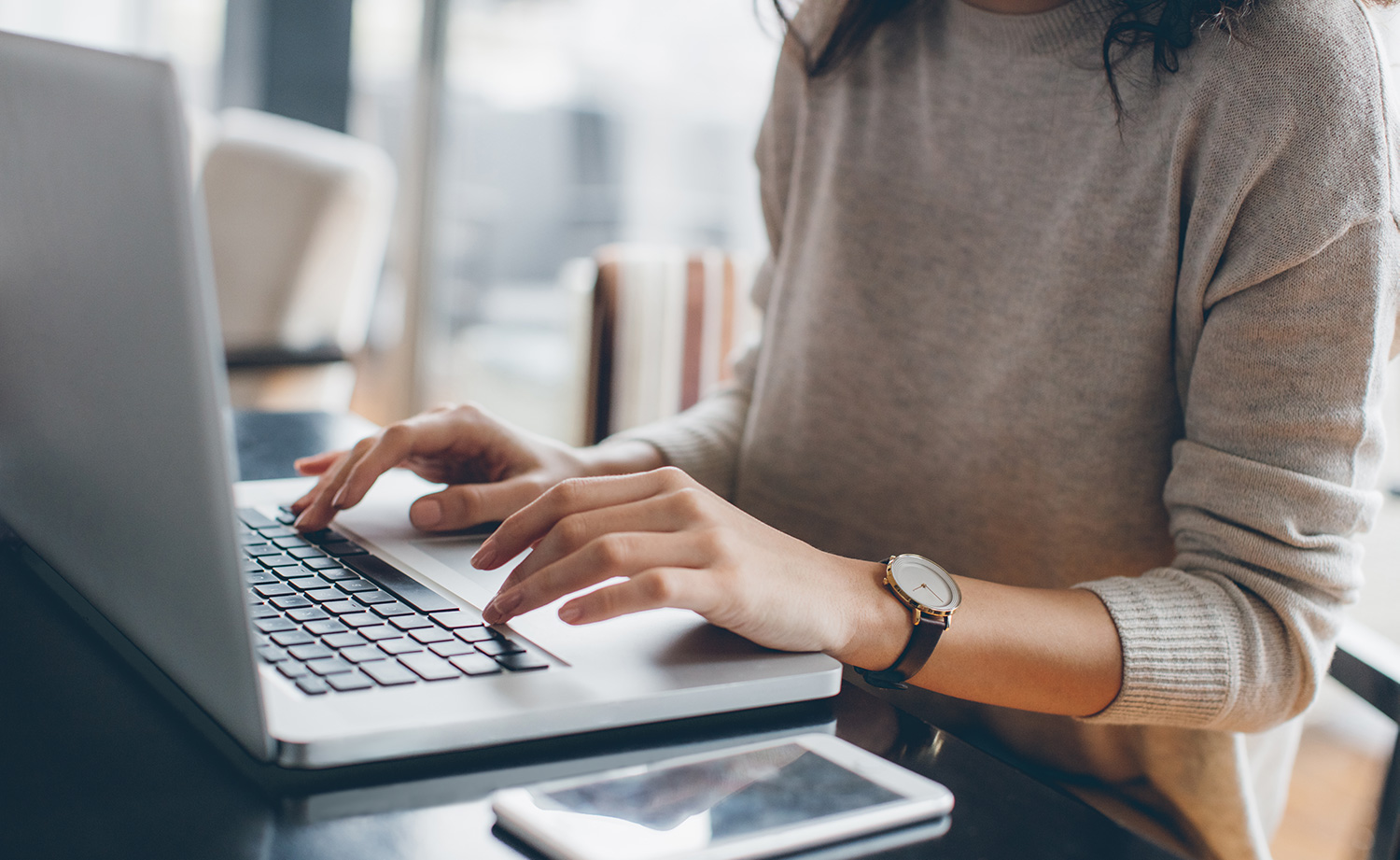 Woman working on a laptop