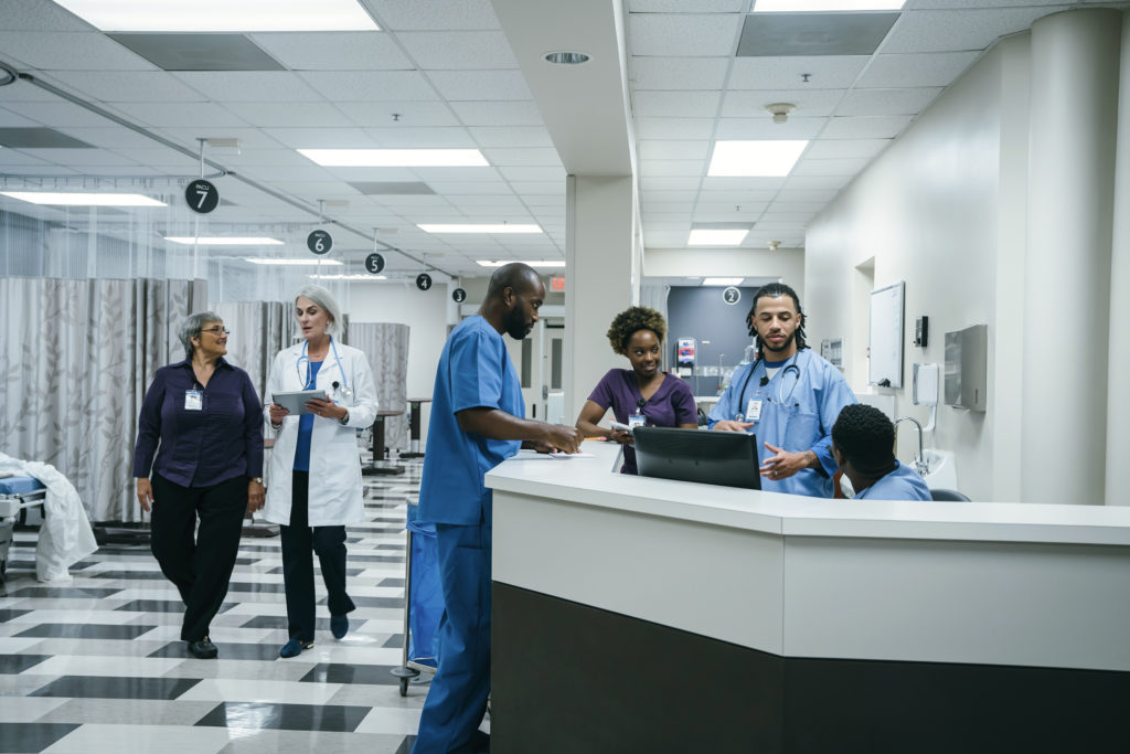 Doctors and nurses in hospital.