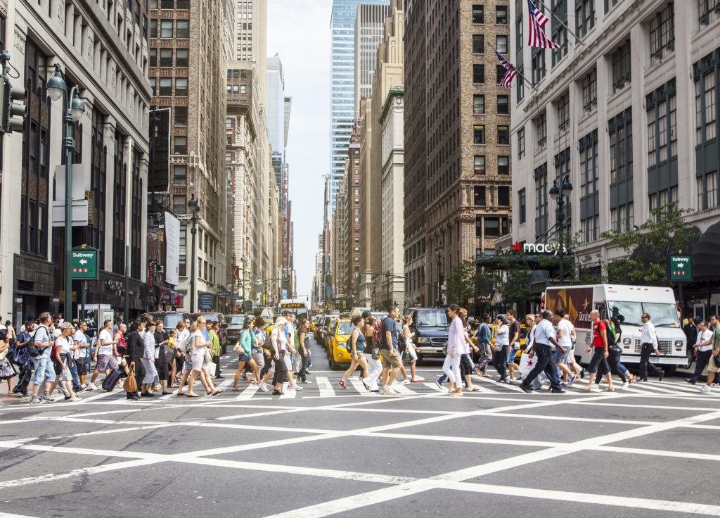 Pedestrians crosswalk in New York City