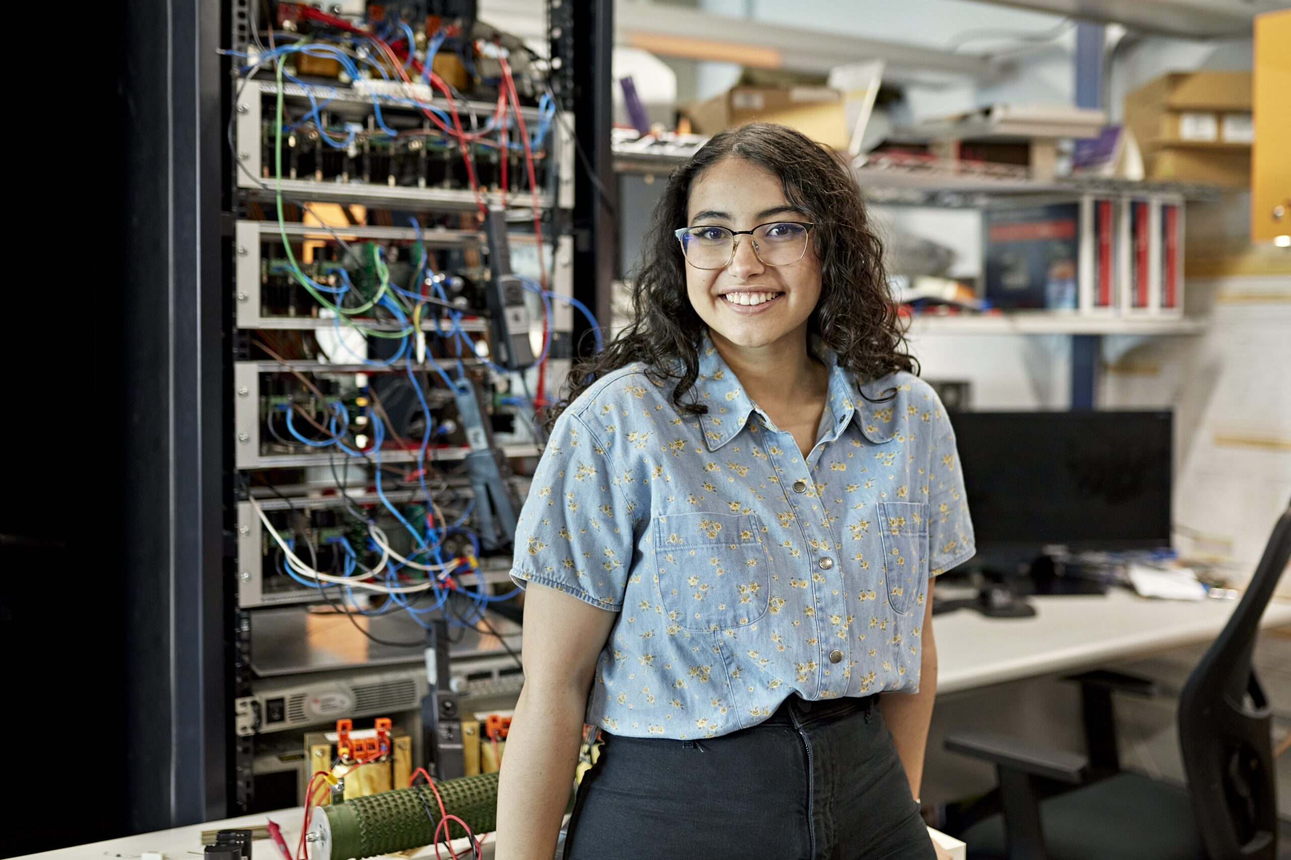 Young STEM student in the electrical engineering lab